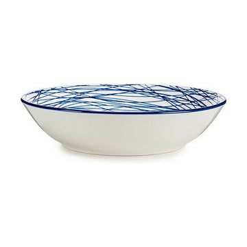 Globok Krožnik Črte Porcelan Modra Bela 6 kosov (20 x 4,7 x 20 cm)