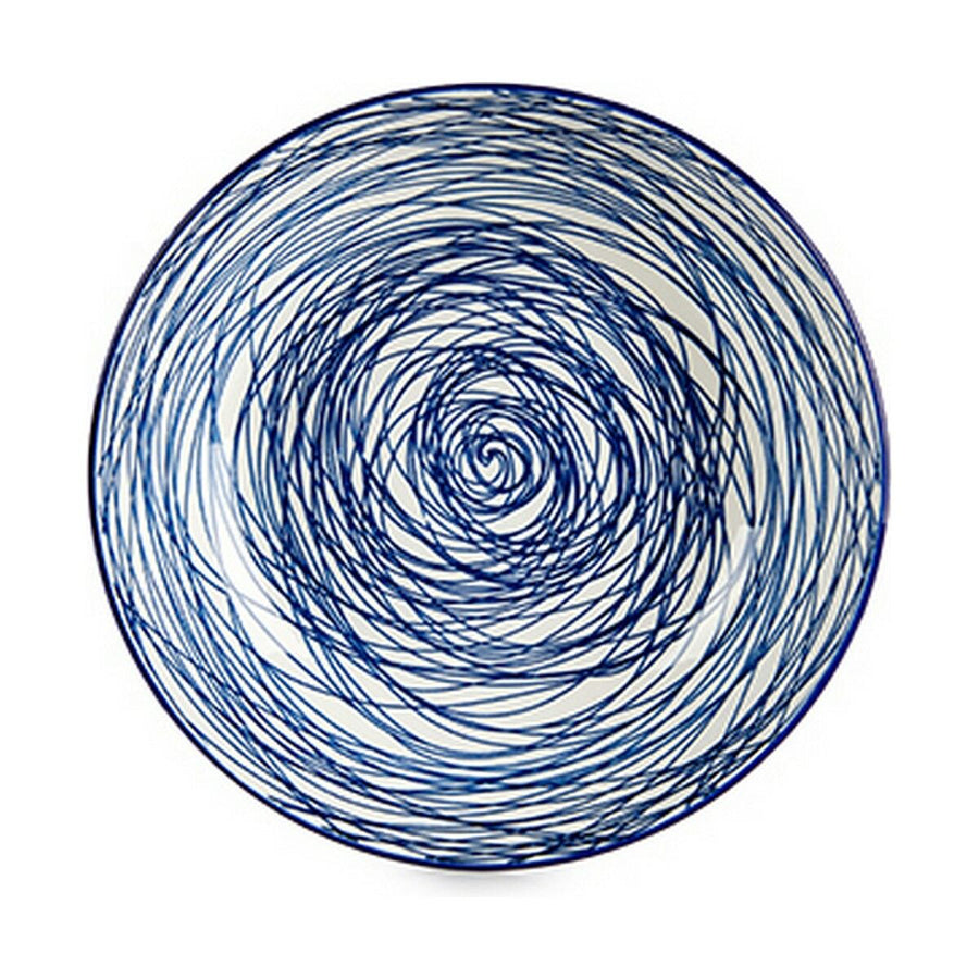Globok Krožnik Črte Porcelan Modra Bela 6 kosov (20 x 4,7 x 20 cm)