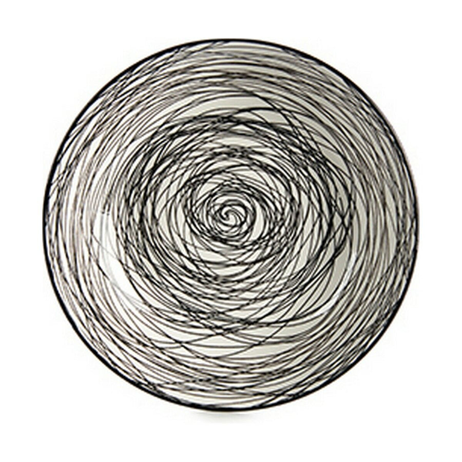 Globok Krožnik Črte Porcelan Črna Bela 6 kosov (20 x 4,7 x 20 cm)
