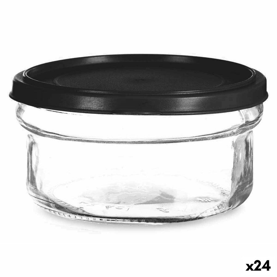 Okrogla Posoda za Malico s Pokrovom Črna Prozorno Plastika Steklo 12 x 6 x 12 cm 415 ml