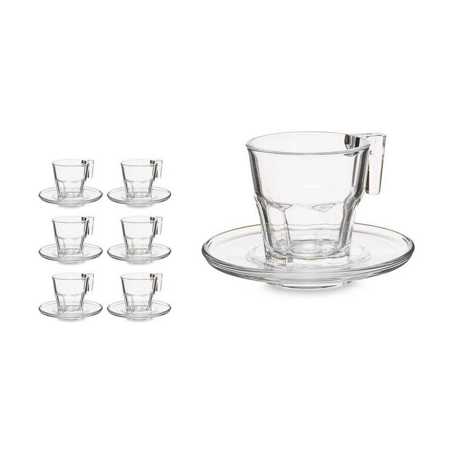 Set 6 Skodelic s Krožnikom Casablanca Prozorno Steklo 4 kosov (70 ml)