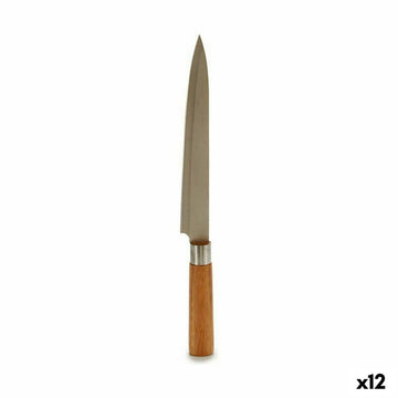 Kuhinjski nož 3 x 33,5 x 2,5 cm Srebrna Rjava Nerjaveče jeklo Bambus (12 kosov)