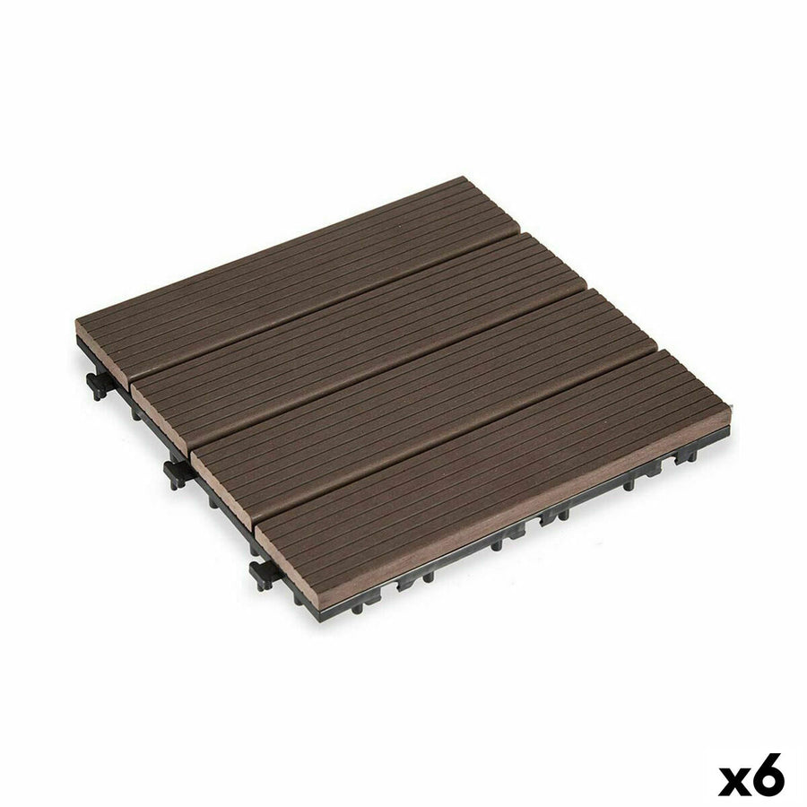 Prepletene talne ploščice Kompozitni Rjava Polietilen 30 x 2,6 x 30 cm (6 kosov)