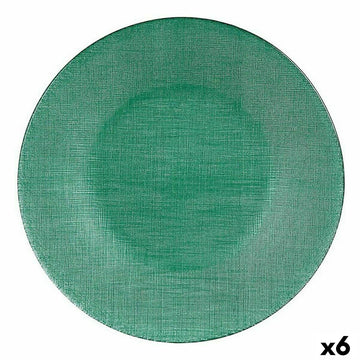 Farfurie Întinsă Zelena Steklo 27,5 x 2 x 27,5 cm (6 kosov)