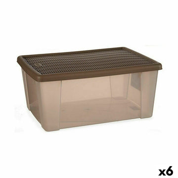 Škatla za Shranjevanje s Pokrovom Stefanplast Elegance Rjava Plastika 29 x 17 x 39 cm (6 kosov)