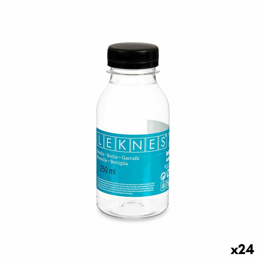 Steklenica Črna Prozorno Plastika 250 ml 6 x 13,5 x 6 cm (24 kosov)