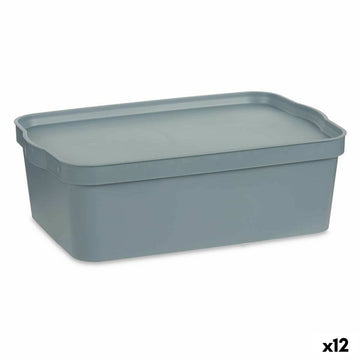 Škatla za Shranjevanje s Pokrovom Siva Plastika 14 L 29,5 x 14,3 x 45 cm (12 kosov)