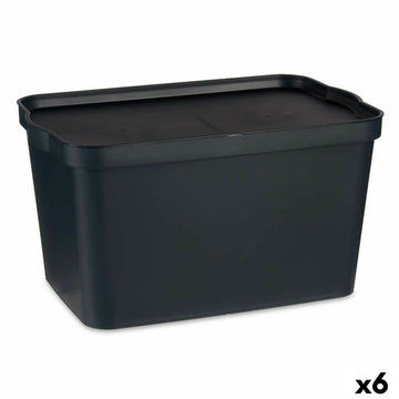 Škatla za Shranjevanje s Pokrovom Antracit Plastika 24 L 29,3 x 24,5 x 45 cm (6 kosov)