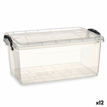Škatla za Shranjevanje s Pokrovom Prozorno Plastika 13,7 L 27,5 x 18 x 42,5 cm (12 kosov)
