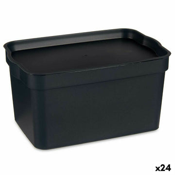 Škatla za Shranjevanje s Pokrovom Antracit Plastika 2,3 L 13,5 x 11 x 20 cm (24 kosov)