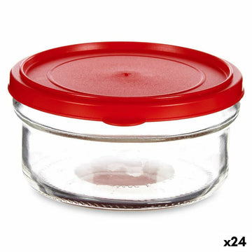 Okrogla Posoda za Malico s Pokrovom Rdeča Plastika 415 ml 12 x 6 x 12 cm (24 kosov)