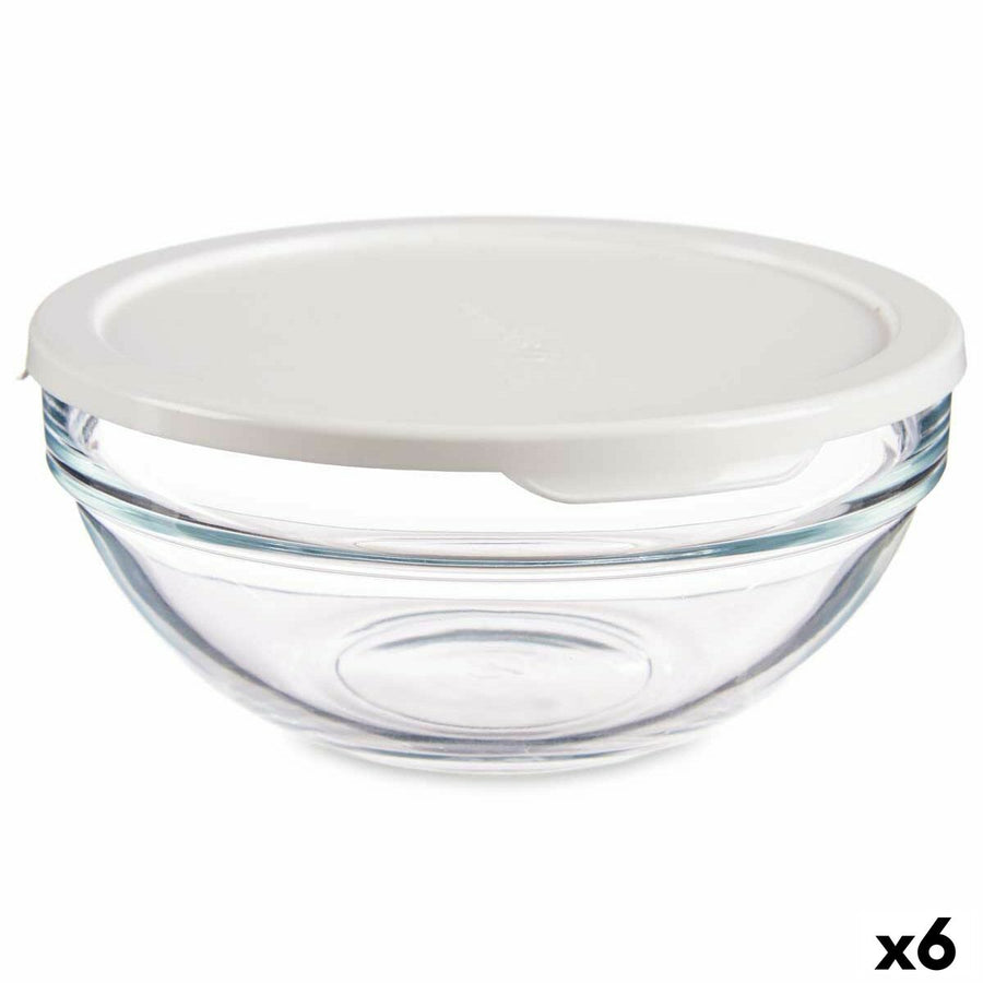 Okrogla Posoda za Malico s Pokrovom Chefs Bela 595 ml 14 x 6,3 x 14 cm (6 kosov)