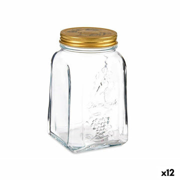 Kozarec za shranjevanje Homemade Prozorno Zlat Kovina Steklo 1 L 9,8 x 17 x 9,8 cm (12 kosov)