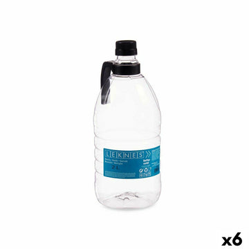 Steklenica Z ročajem Črna Prozorno Plastika 2 L 11,5 x 28,7 x 11,5 cm (6 kosov)