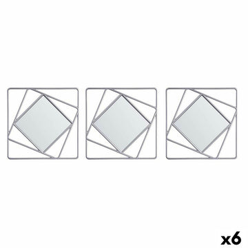 Set ogledal Kvadraten Abstraktno Srebrna polipropilen 78 x 26 x 2,5 cm (6 kosov)
