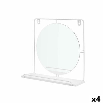 Stensko ogledalo Bela Kovina Les MDF 33,7 x 30 x 10 cm (4 kosov)