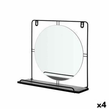 Stensko ogledalo Črna Kovina Les MDF 33,7 x 30 x 10 cm (4 kosov)