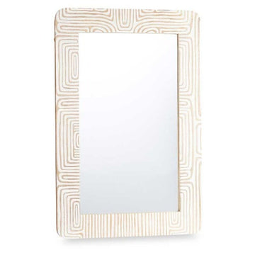 Stensko ogledalo Bela Rjava Mangov les Krivulja 90 x 60 x 2 cm