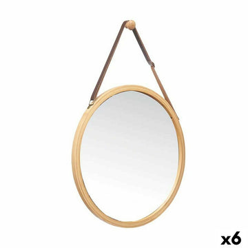 Oglindă suspendată Naraven Usnje Bambus Krožen 38 x 35 x 1,5 cm (6 kosov)