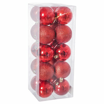 Vianočné gule Rdeča Plastika 6 x 6 x 6 cm (20 kosov)