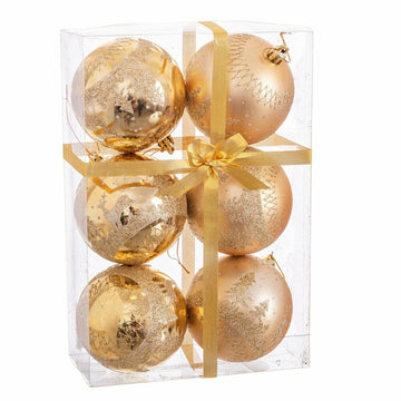 Vianočné gule Zlat Plastika Jelenom 8 x 8 x 8 cm (6 kosov)