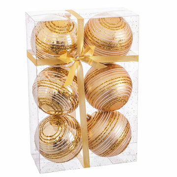 Vianočné gule Zlat Plastika Spirala 8 x 8 x 8 cm (6 kosov)