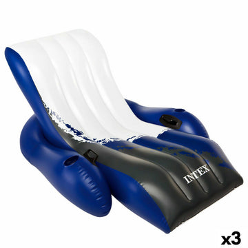 Napihljiv stol za bazen Intex Floating Recliner Modra Bela 180,3 x 66 x 134,6 cm (3 kosov)