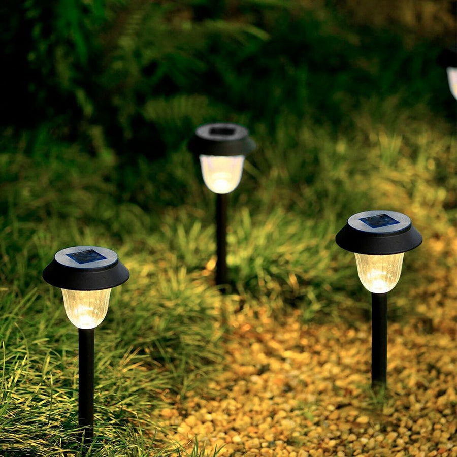 Set solarnih vrtnih luči Aktive 6 Kosi Nerjaveče jeklo Plastika 10 x 38 x 10 cm (4 kosov)