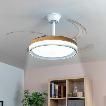 Stropni ventilator z LED lučjo in 4 zložljivimi lopaticami Blalefan InnovaGoods Les 72 W Ø49,5-104 cm