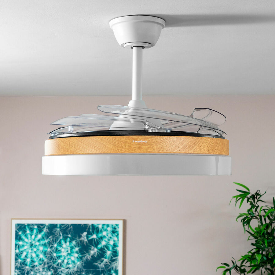 Stropni ventilator z LED lučjo in 4 zložljivimi lopaticami Blalefan InnovaGoods Les 72 W Ø49,5-104 cm