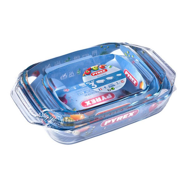 Komplet posod za pečico Pyrex Prozorno Borosilikatno steklo (3 pcs)