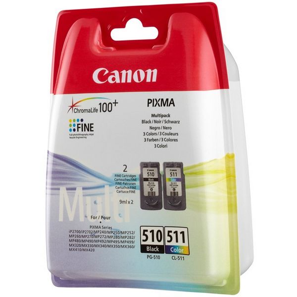 Kartuša Izvirna (paket 2 kosov) Canon PG-510/CL511 Trikolor Črna