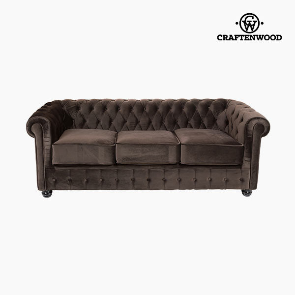 Chesterfield Kavč Trosed Žamet Rjava - Relax Retro Zbirka by Craftenwood