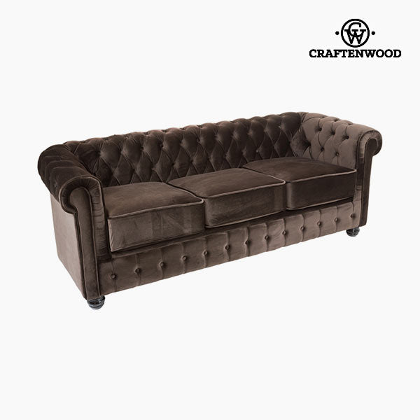 Chesterfield Kavč Trosed Žamet Rjava - Relax Retro Zbirka by Craftenwood