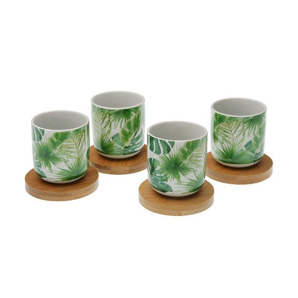 Komplet Lončkov za Kavo New Leaves Bambus Porcelan (4 pcs)