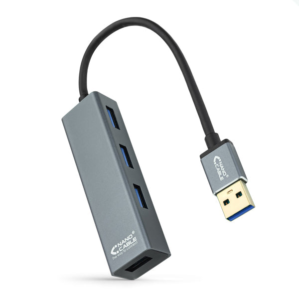 USB 4-vratni hub NANOCABLE 10.16.4402 USB 3.0 Siva