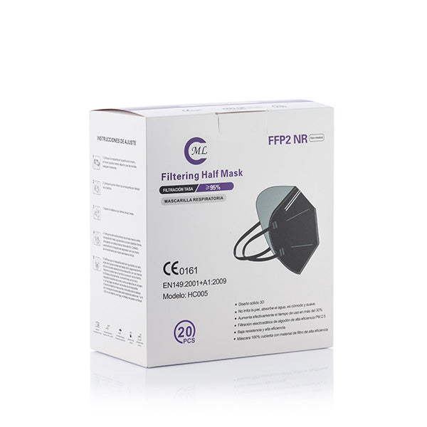Zaščitna dihalna maska FFP2 NR ML HC005 Črna (Paket 20 kosa)